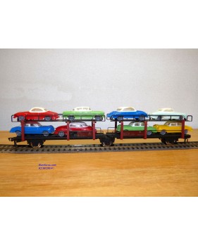 FLEISCHMANN 1472 B, couplage 2  wagons porte autos type Offs55 avec 8 autos  DB  BO