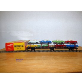 FLEISCHMANN 1472 B, couplage 2  wagons porte autos type Offs55 avec 8 autos  DB  BO