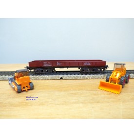 Märklin 4474,  wagon plat à bogies chargé chargeur sur pneus et bulldozerDB  BO
