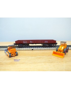 Märklin 4474,  wagon plat à bogies chargé chargeur sur pneus et bulldozerDB  BO