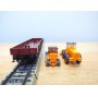 Märklin 4474,  wagon plat à bogies chargé chargeur sur pneus et bulldozerDB  BO