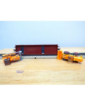 Märklin 4474,  wagon plat à bogies chargé chargeur sur pneus et bulldozerDB  BO