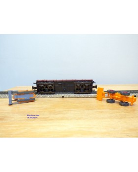 Märklin 4474,  wagon plat à bogies chargé chargeur sur pneus et bulldozerDB  BO