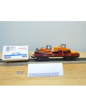Märklin 4474,  wagon plat à bogies chargé chargeur sur pneus et bulldozerDB  BO