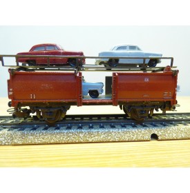 Märklin 4613.3 / 315 / 4G,  wagon porte autos type Off 52 chargé de 4 FORD Taunus 12 M gris et rouge  DB  BO