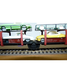 FLEISCHMANN 1472 couplage 2  wagons porte autos type Offs55 avec 8 autos HAMMER   DB BO