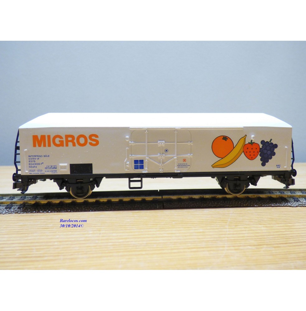 RIVAROSSI véro 2106, , wagon réfrigérant type UIC  Ibbehs  INTERFRIGO  MIGROS  FS  neuf   BO