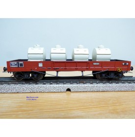 VB  47 Cl,  wagon plat  à 2 bogies type MMT chargé de 4 conteneurs à lait   SNCF     BO