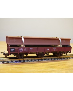 BEMO  2011 816, wagon plat 3 essieux  avec chargement de poutrelles métalliques DB  BO   HOe