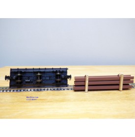 BEMO  2011 816, wagon plat 3 essieux  avec chargement de poutrelles métalliques DB  BO   HOe
