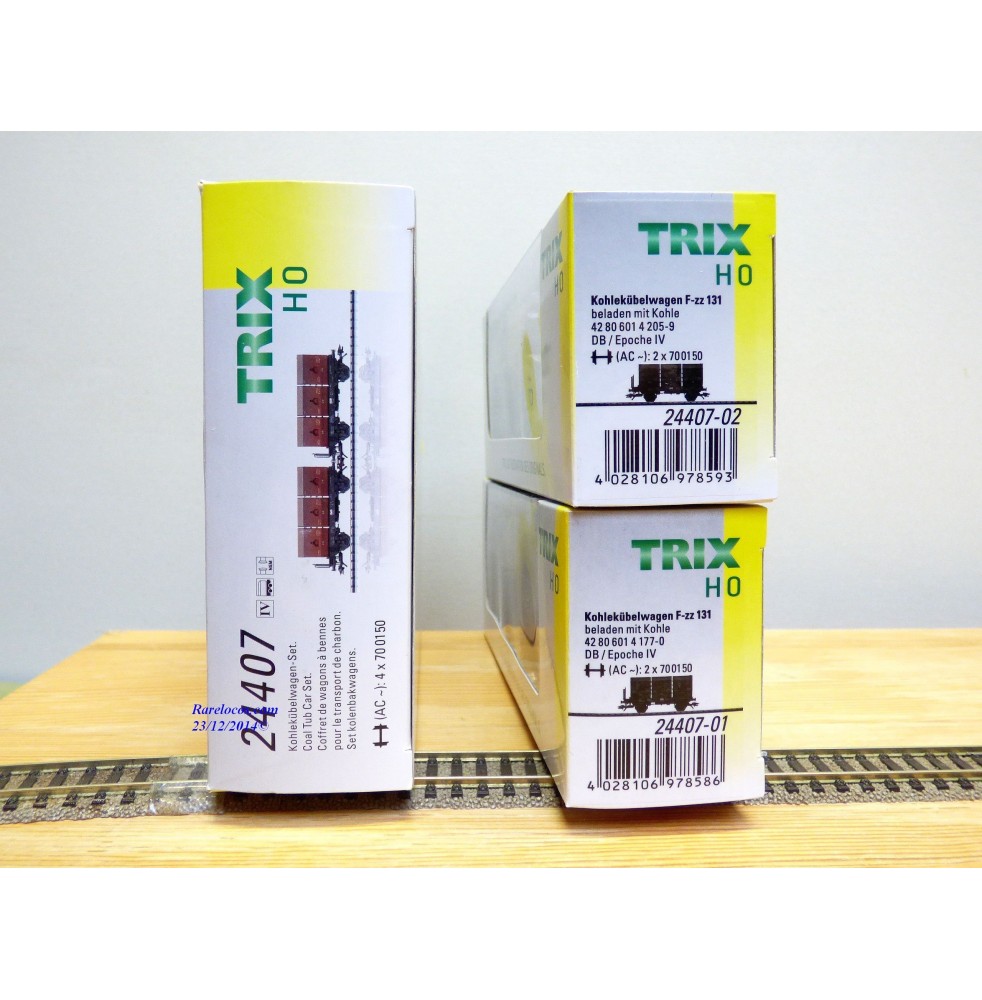 TRIX 24407, coffret 2 wagons à bennes pour  transport de charbon    DB   Neuf   BO