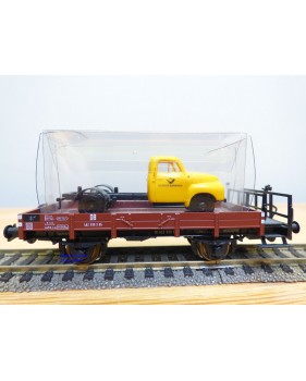 SACHSENMODELLE 76415, wagon plat chargé dun camion OPEL Blitz ( Deutsche Bundespost )  DB    BO