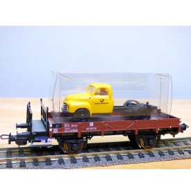 SACHSENMODELLE 76415, wagon plat chargé dun camion OPEL Blitz ( Deutsche Bundespost )  DB    BO