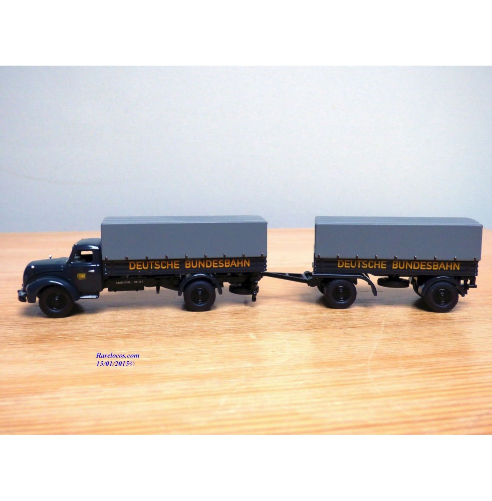 BUB  62177,  camion MAGIRUS DEUTZ  S 6500 et remorque bâchés DEUTSCHE BUNDESBAHN  Neuf   BO  1/87