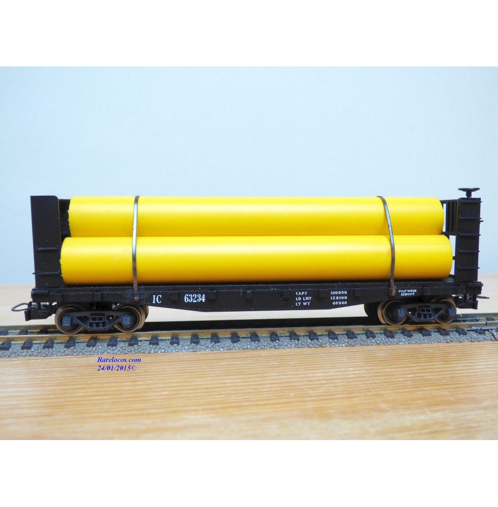 RIVAROSSI  véro 2206, wagon plat pour transport de tubes  ( flat car ) Illinois Central   BO
