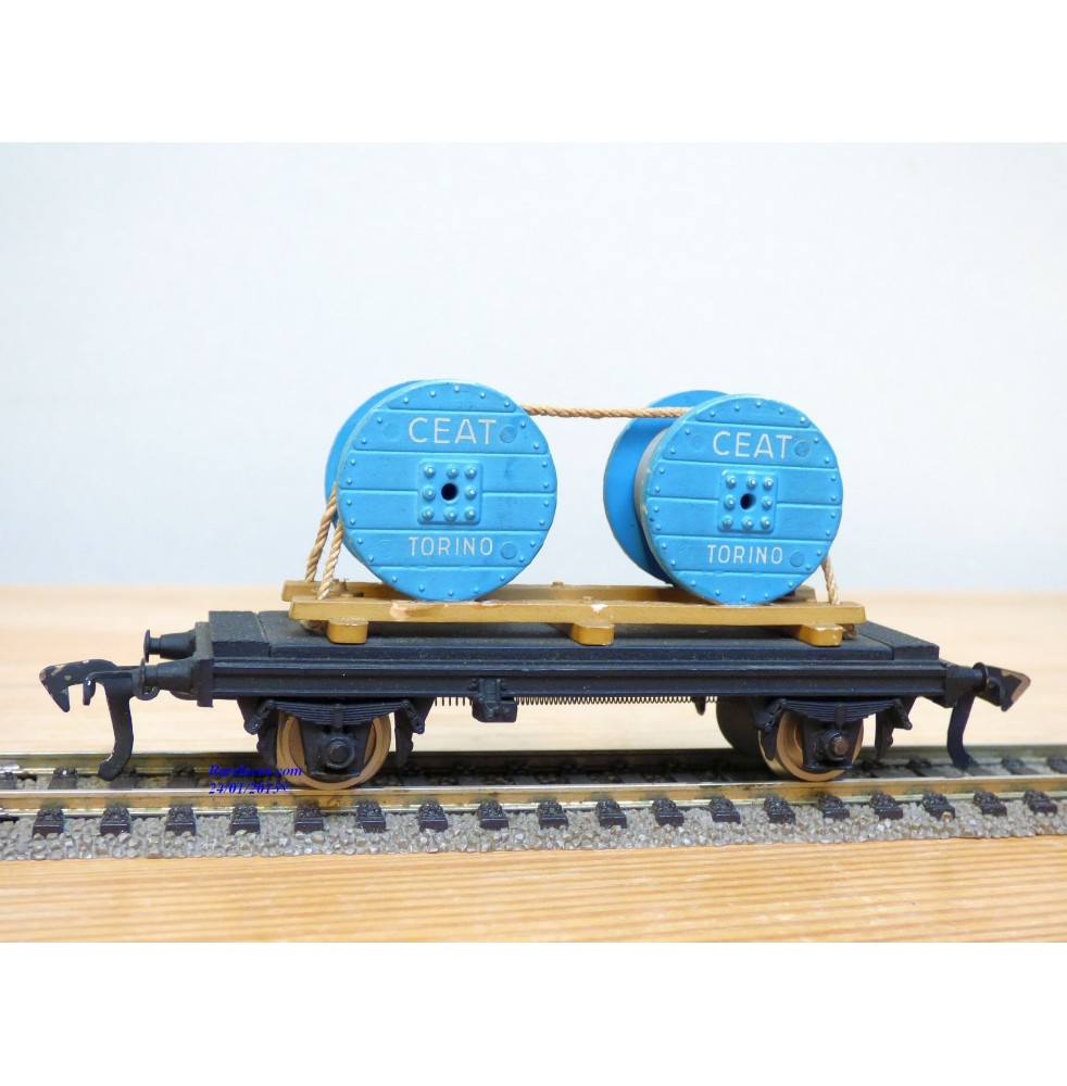 POCHER 154, wagon plat chargé 2 rouleaux de câble CEAT  FS