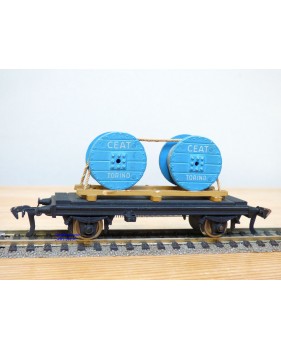 POCHER 154, wagon plat chargé 2 rouleaux de câble CEAT  FS