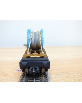POCHER 154, wagon plat chargé 2 rouleaux de câble CEAT  FS