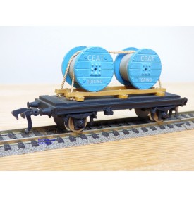 POCHER 154, wagon plat chargé 2 rouleaux de câble CEAT  FS