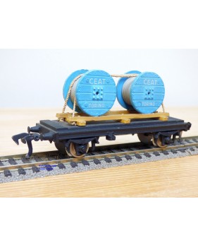 POCHER 154, wagon plat chargé 2 rouleaux de câble CEAT  FS