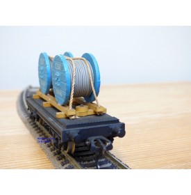 POCHER 154, wagon plat chargé 2 rouleaux de câble CEAT  FS
