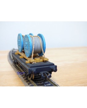 POCHER 154, wagon plat chargé 2 rouleaux de câble CEAT  FS