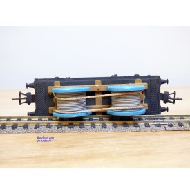 POCHER 154, wagon plat chargé 2 rouleaux de câble CEAT  FS