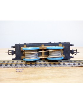 POCHER 154, wagon plat chargé 2 rouleaux de câble CEAT  FS