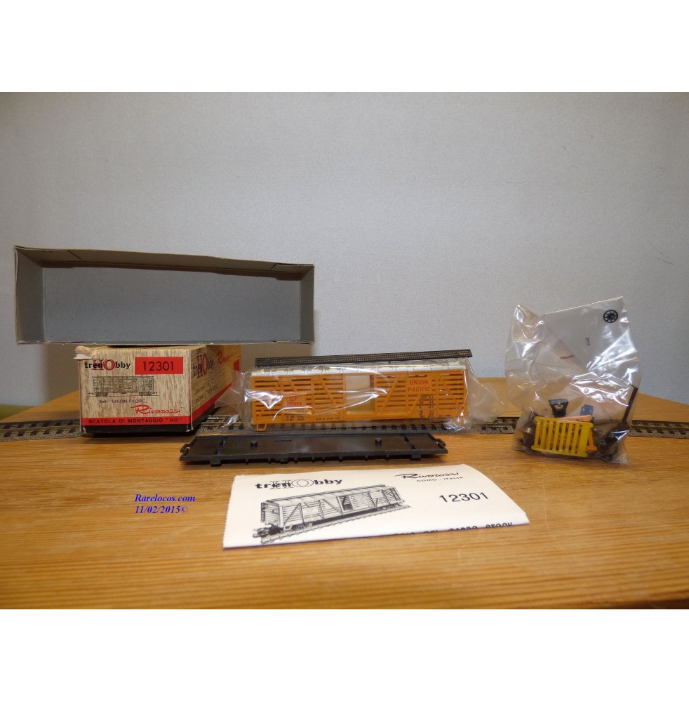 RIVAROSSI Tren Hobby 12301, wagon couvert à claire voies ( cattle car )   Union Pacific UP  neuf  BO