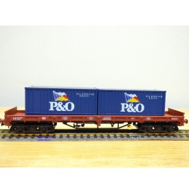 ELECTROTREN 5136K,  wagon plat à bogies  et 2 conbteneurs 20' P&O  DB  BO