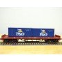 ELECTROTREN 5136K,  wagon plat à bogies  et 2 conbteneurs 20' P&O  DB  BO