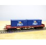 ELECTROTREN 5136K,  wagon plat à bogies  et 2 conbteneurs 20' P&O  DB  BO