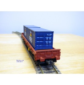 ELECTROTREN 5136K,  wagon plat à bogies  et 2 conbteneurs 20' P&O  DB  BO