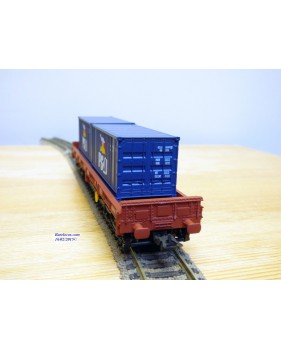 ELECTROTREN 5136K,  wagon plat à bogies  et 2 conbteneurs 20' P&O  DB  BO