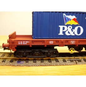 ELECTROTREN 5136K,  wagon plat à bogies  et 2 conbteneurs 20' P&O  DB  BO