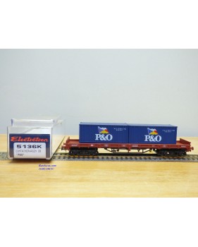 ELECTROTREN 5136K,  wagon plat à bogies  et 2 conbteneurs 20' P&O  DB  BO