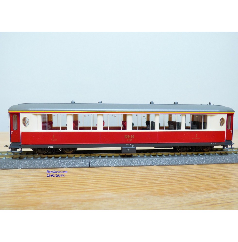 2 Voitures Miniatures Bemo HOm - RhB 3060 + 3254 - état Neuf