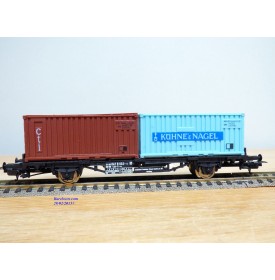 LIMA véro  2854,  wagon plat porte conteneurs KÜHNE & NAGEL  / CTI     DB   BO