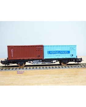 LIMA véro  2854,  wagon plat porte conteneurs KÜHNE & NAGEL  / CTI     DB   BO