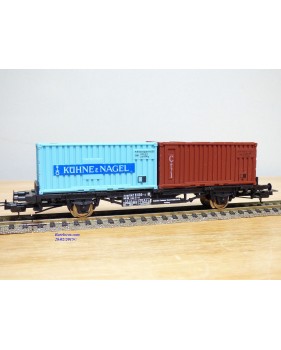 LIMA véro  2854,  wagon plat porte conteneurs KÜHNE & NAGEL  / CTI     DB   BO