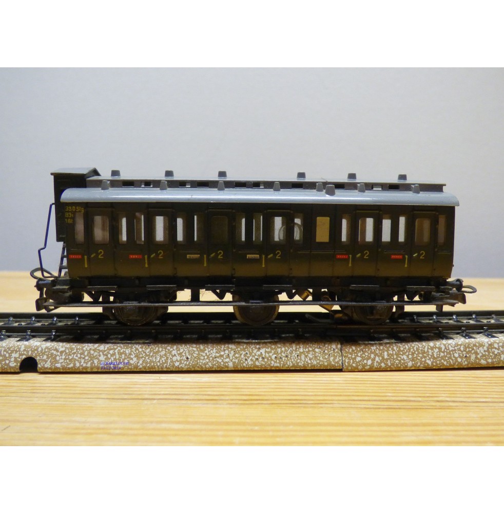 MÄRKLIN 4005 . 8, voiture ancienne à 3 essieux et guérite 2 Kl.  2 Kl. DB BO