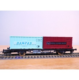 LIMA véro  2851,  wagon plat porte conteneurs DANZAS  / EUROPEAN CONAINER SERVICES    DB   BO