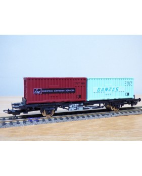 LIMA véro  2851,  wagon plat porte conteneurs DANZAS  / EUROPEAN CONAINER SERVICES    DB   BO