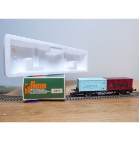 LIMA véro  2851,  wagon plat porte conteneurs DANZAS  / EUROPEAN CONAINER SERVICES    DB   BO