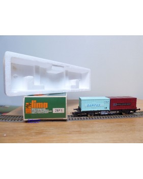 LIMA véro  2851,  wagon plat porte conteneurs DANZAS  / EUROPEAN CONAINER SERVICES    DB   BO