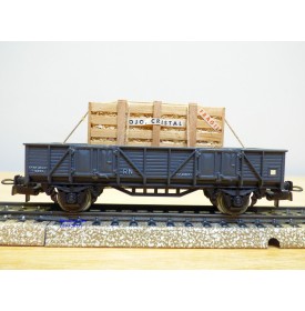 ELECTROTREN  1001 / 8, wagon plat chargé d'une caisse de produits en cristal    RENFE   BO