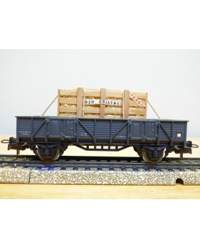 ELECTROTREN  1001 / 8, wagon plat chargé d'une caisse de produits en cristal    RENFE   BO