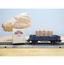 ELECTROTREN  1001 / 8, wagon plat chargé d'une caisse de produits en cristal    RENFE   BO