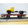 SACHSENMODELLE Deutsche Bahnpostwagen , wagon plat type Xf 09  +  camion Magirus Deutz Mercur  ( Deutsche Bundespost )  DB    BO