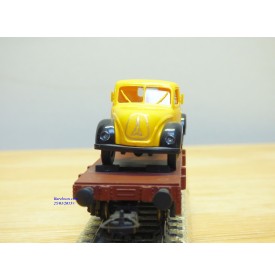 SACHSENMODELLE Deutsche Bahnpostwagen , wagon plat type Xf 09  +  camion Magirus Deutz Mercur  ( Deutsche Bundespost )  DB    BO